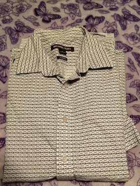 Michael Kors White Logo-Pattern Casual Button-Down Shirt